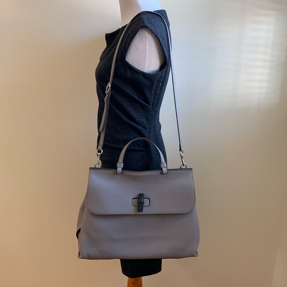 Gucci Grey Daily Tote w/Bamboo & Horsebit Details - Picture 7 of 8